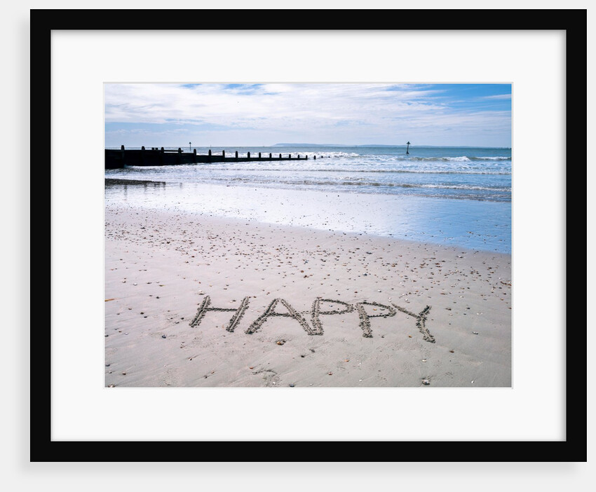 HAPPY" written on beach" by Assaf Frank